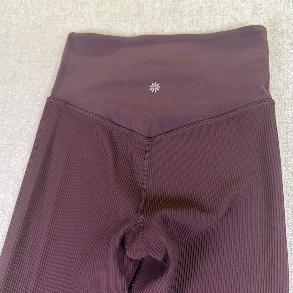 Athleta Elation Leggings Women Sz XS/TP Cranberry Rib Crossover 7/8 Tight